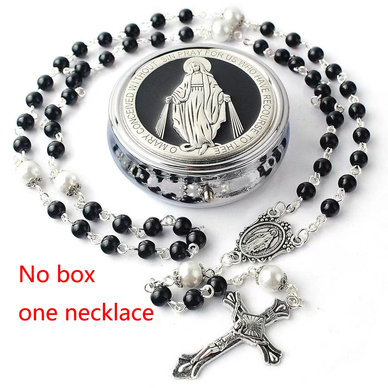 مجموعة قلادة عذراء من اللؤلؤ الزجاجي مقاس 6 مم مكونة من قطعة واحدة أنيقة متعددة الألوان هدية للمناولة الكاثوليكية للأولاد والبنات