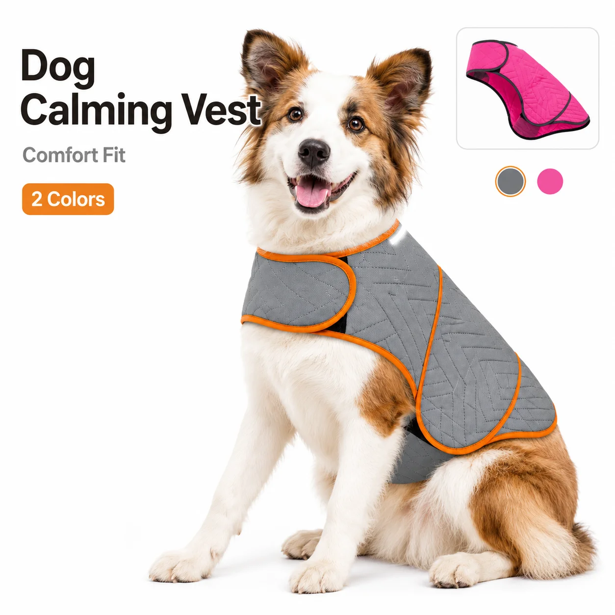 Dog Anxiety Vest - 調節可能な犬用鎮静ベスト、穏やかな圧迫不安解消ラップ、雷雨、旅行、分離不安のための、小型犬、中型犬、大型犬用