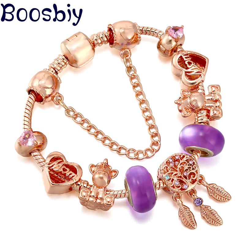 Dream Catcher & Dreamy Unicorn Beads Chain With Pendant Fit DIY Charm Bracelet Making Gift For Women & MOM Fashion Jewelry