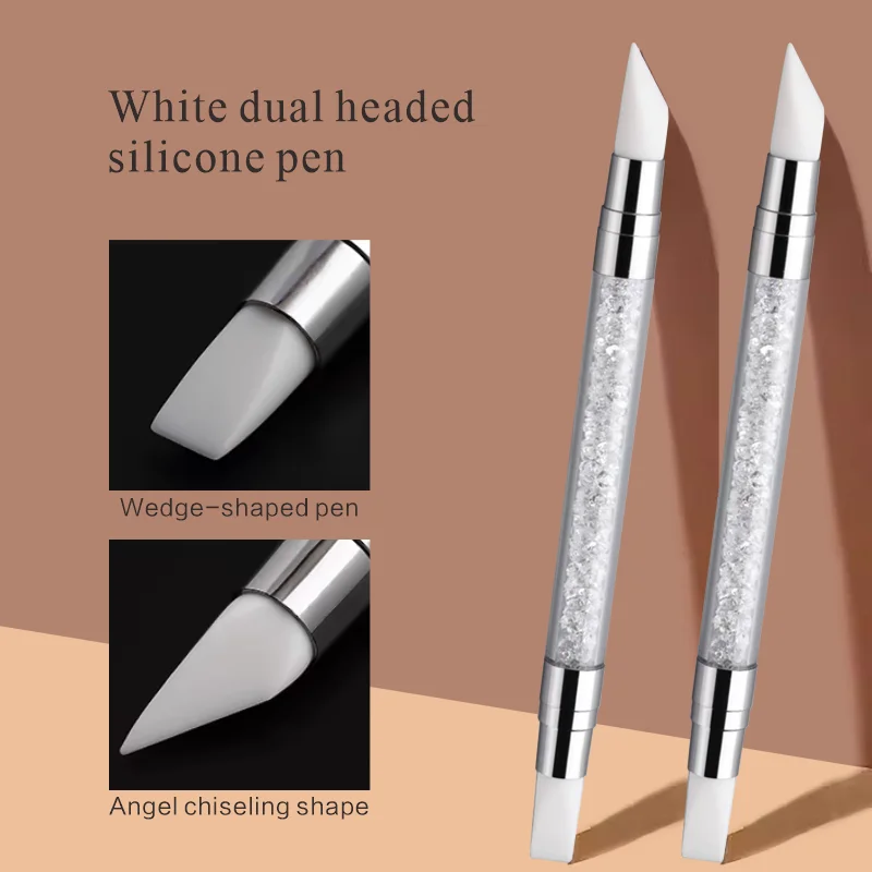 

Двусторонняя силиконовая ручка для резьбы 1/3, ручка с резиновым наконечником для нанесения порошка и тиснения, аксессуары для инструментов для резьбы по ногтям