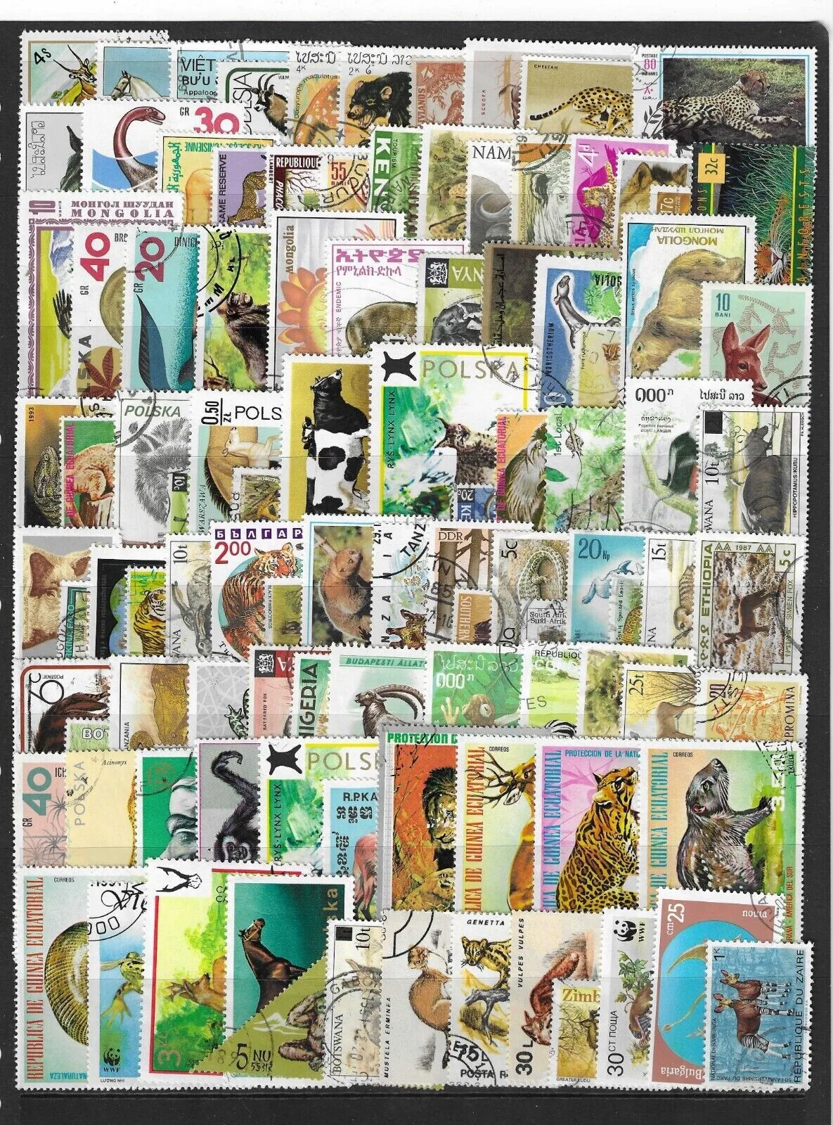 100Pcs/Lot World Animal Postage Stamps, All Different Multi-Country No Repeat Used Marked Stamps for Collectors