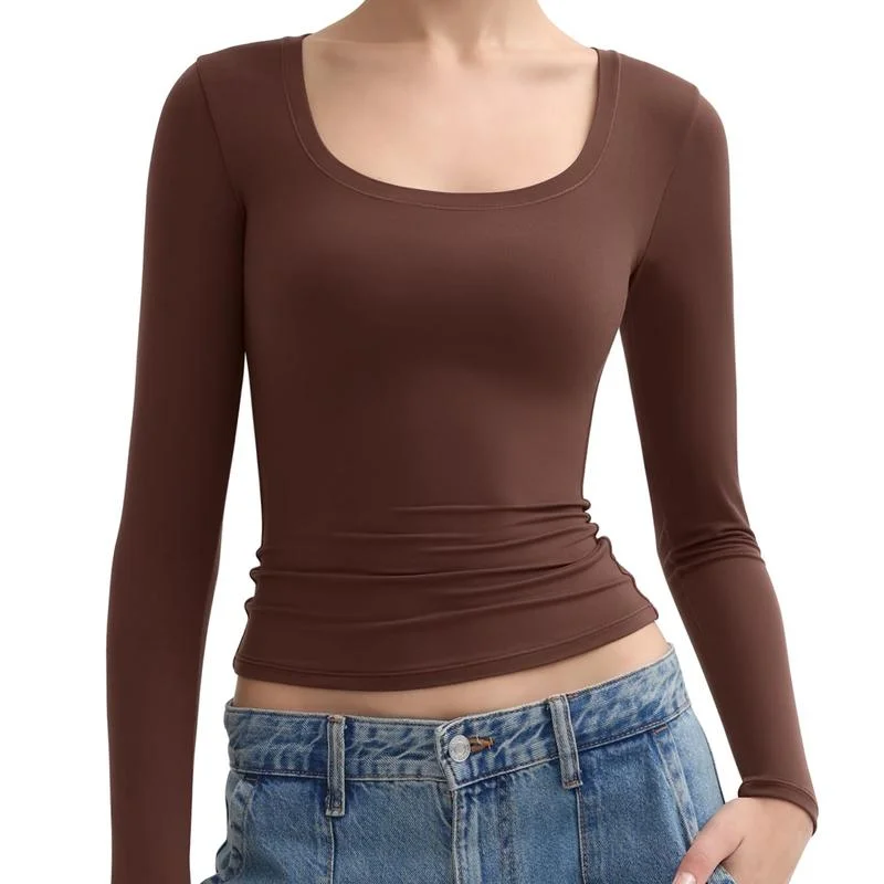 Solid Sexy Women's T-shirt Autumn New Streetwear Fashion O-Neck Casual Slim Long Sleeves Top Female Versatile T-shirt Clothing