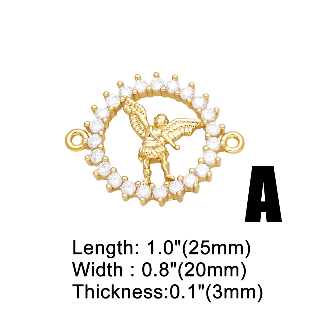 OCESRIO Round White Crystal Angel Charms for Bracelet Copper Gold Plated Virgin Mary Jewelry Making Supplies DIY chma209
