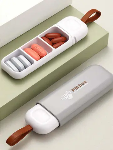 Portable Colorful 3 Spaces Medicine Case Health Care Container Case Pill Box Splitters Travel Pill Box Tiny Box Easy to Carry