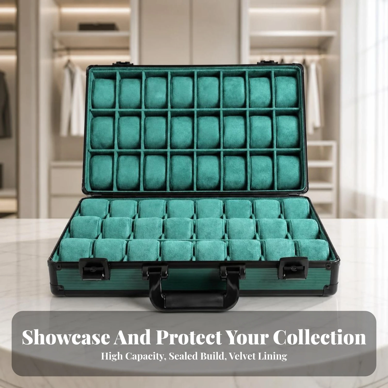 48-Slot Watch Organizer Heavy-Duty Watch Storage Case with Clear Window Sturdy Removable for Collectors