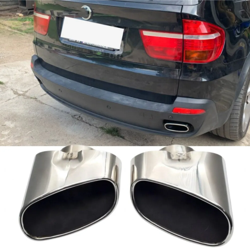 

1Pair Wholesale Stainless Steel Exhaust Tail For2008-2013 X5 E70 Square Muffler Tip Circle To Square Exhaust Muffler Tail