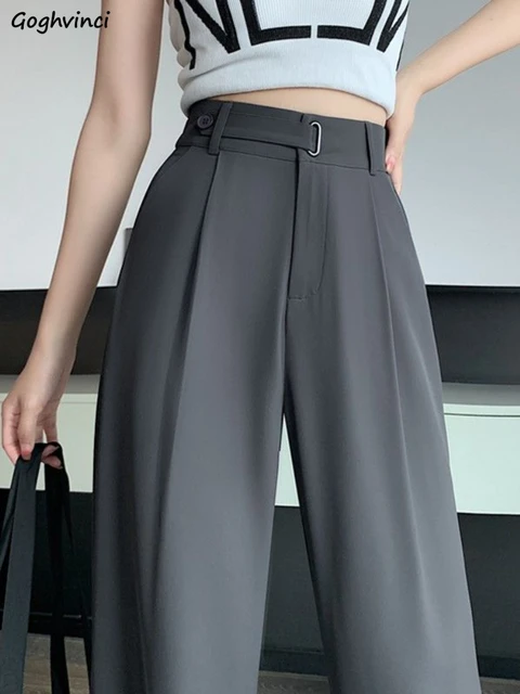 Pants Women Office Casual Elegant Empire Loose Minimalist Pure Fashion Korean Style Trousers Ladies Summer Design Cozy Basic New AliExpress