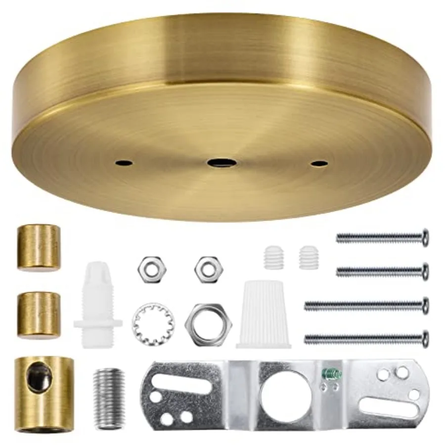 6 Inch Ceiling Lighting Canopy Kit Ceiling Plate Cover 3 Holes for Pendant Light and Chandelier with All Hardware Includes Loop view 5