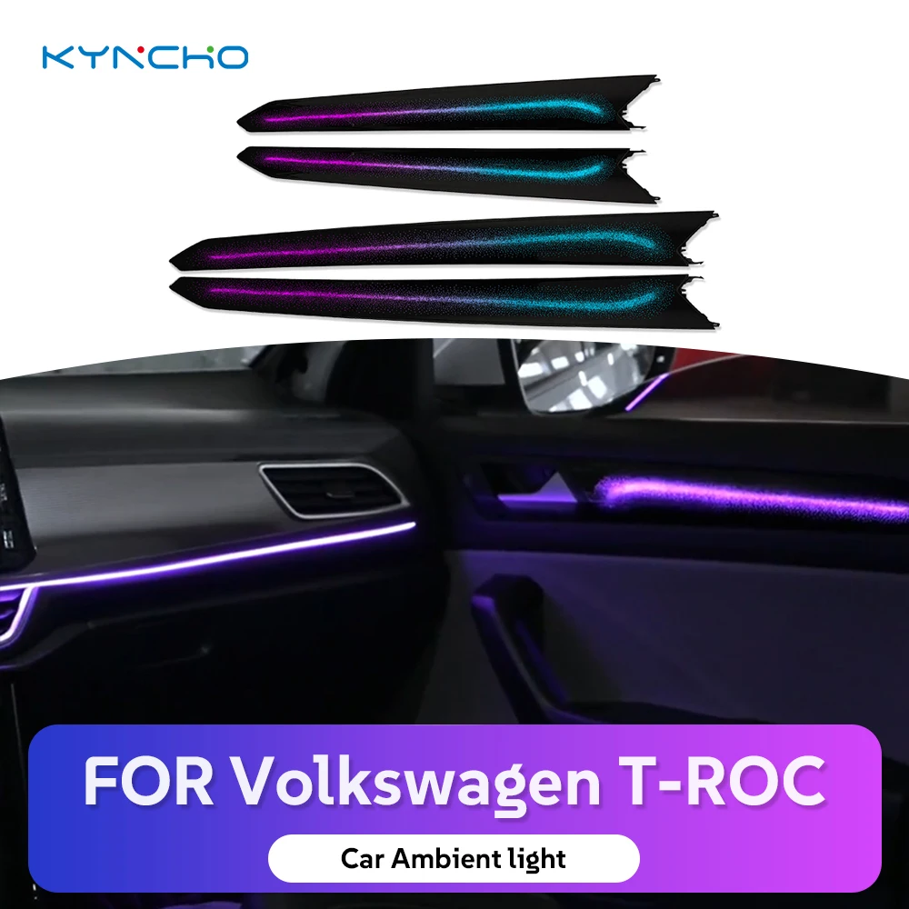 For Volkswagen T Roc Car Ambient Light Upgrade LED 64 Color Multi Function Control Colorful Auto Interior Lighting LED Symphony