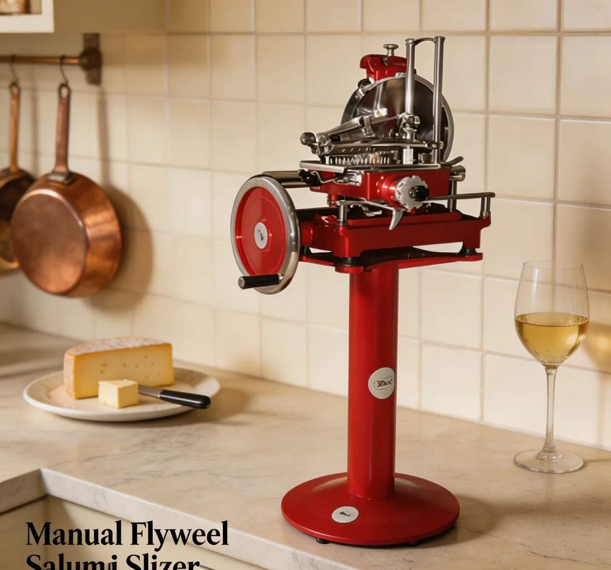 Heavy Duty Manual Flywheel Slicer Commercial Hand Crank Meat Cutter for Restaurant Butcher Shop