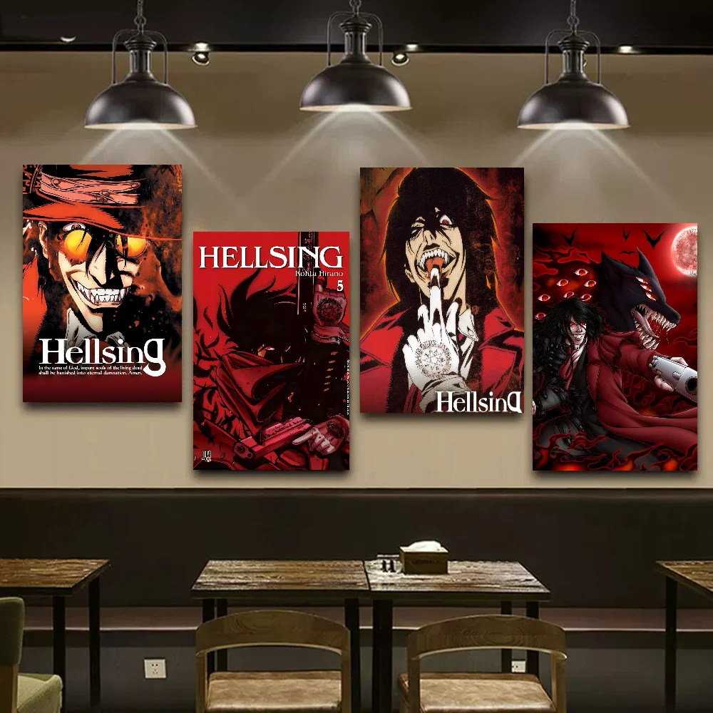 Anime Hellsing Movie Sticky Posters Retro Kraft Paper Sticker DIY Room Bar Cafe Aesthetic Art Wall Painting