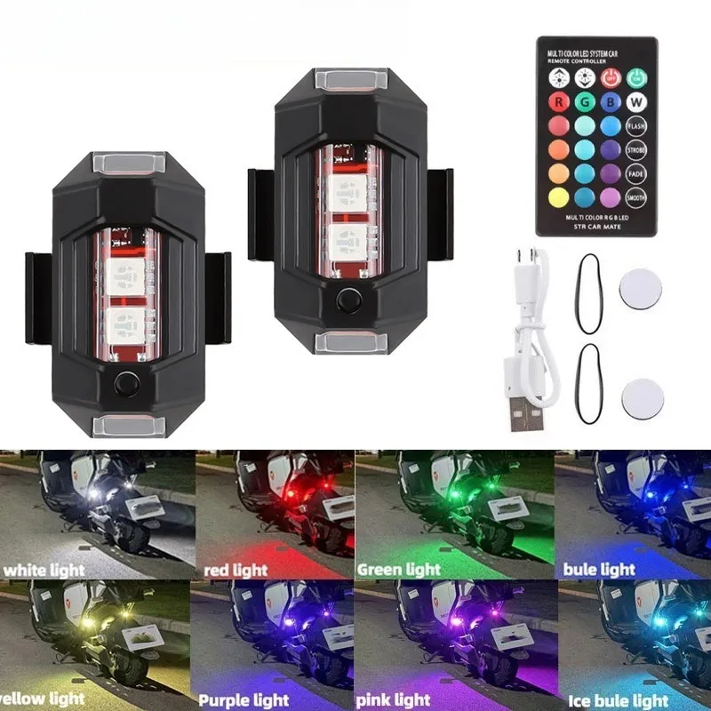 Rechargeable Night Flying Warning Signal Light 7-Color Mini LED Strobe Light - USB for Drone Bike Motorcycle