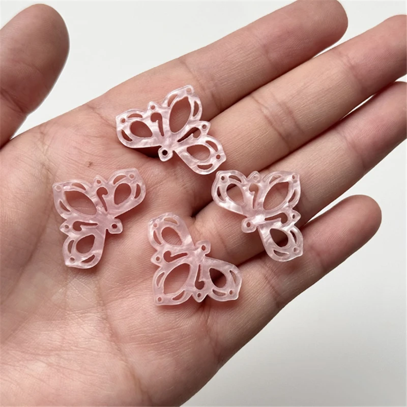 10Pcs/lot New Acetic Acid 30MM Hollow Flower Petal Leaves Charm Connectors Diy Ornament Earrings Hair Jewelry Making Accessories