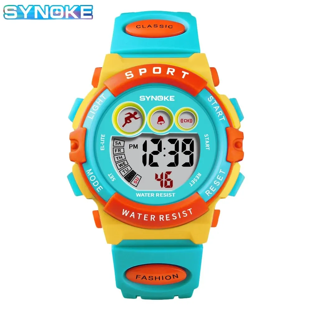 Synoke student sport uhren für kinder bunte elektronische uhren wasserdichte uhr kinder digitaluhr
