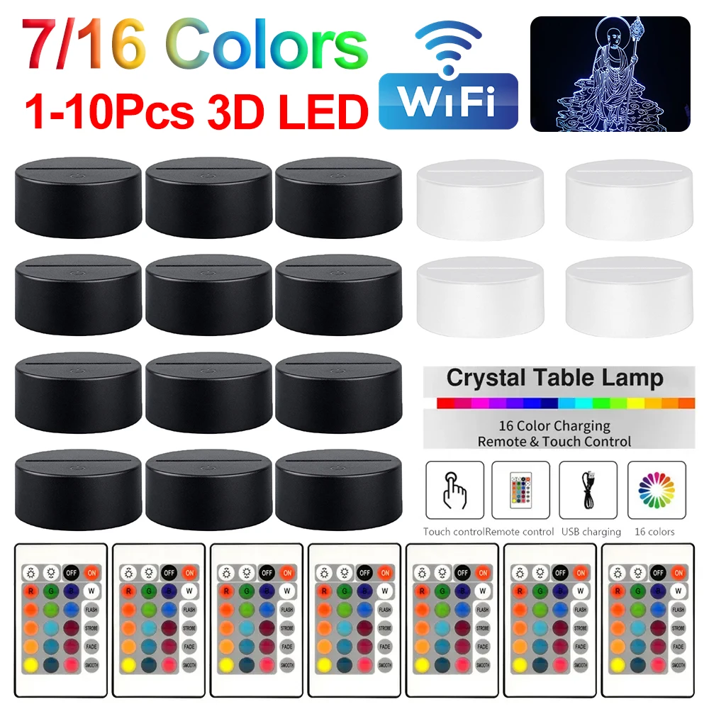 1-10PCS Acrylic Light Board Base 16 Colors Decorative Light Display Stand Remote Control LED Lamp Base for Acrylic Resin Glass