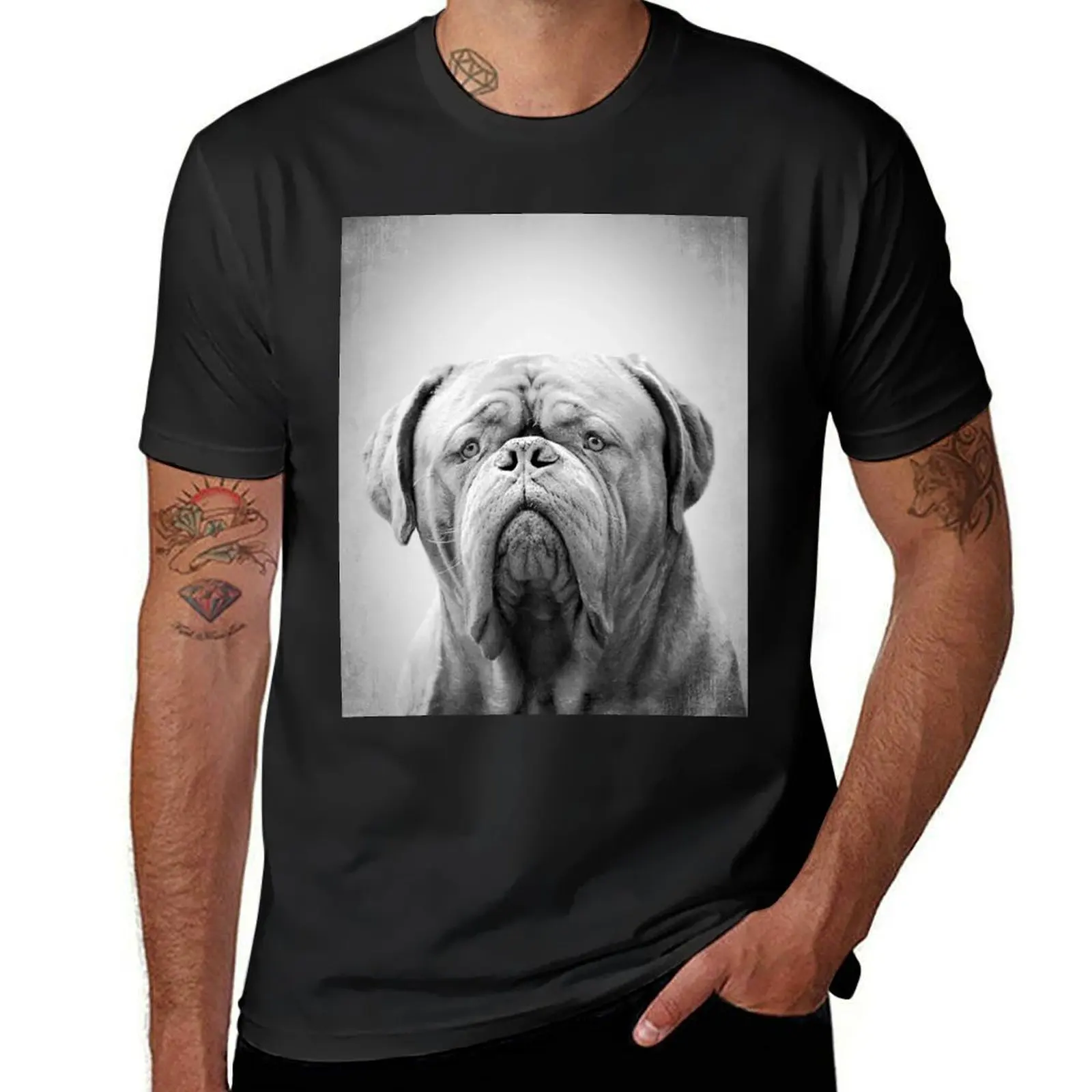 

Dogue Bordeaux dog - BW Vintage - D30 T-Shirt animal prinfor boys tops heavyweights oversized plain t shirts men