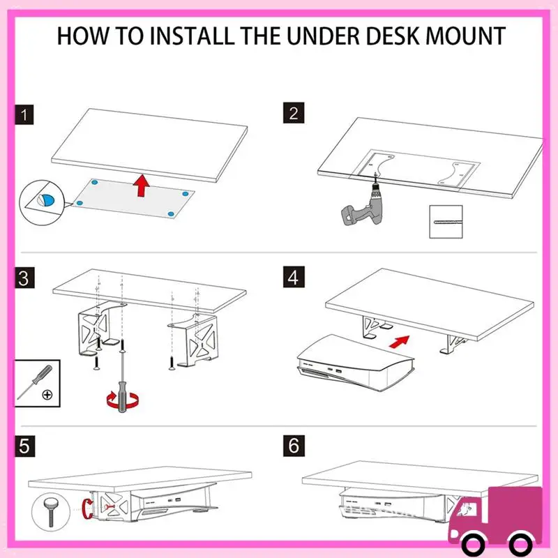 

Compact For PS5/PS5 Slim Stealth Mount Under Desk Holder Compatible With Playstation 5 Disc & Digital Edition Console