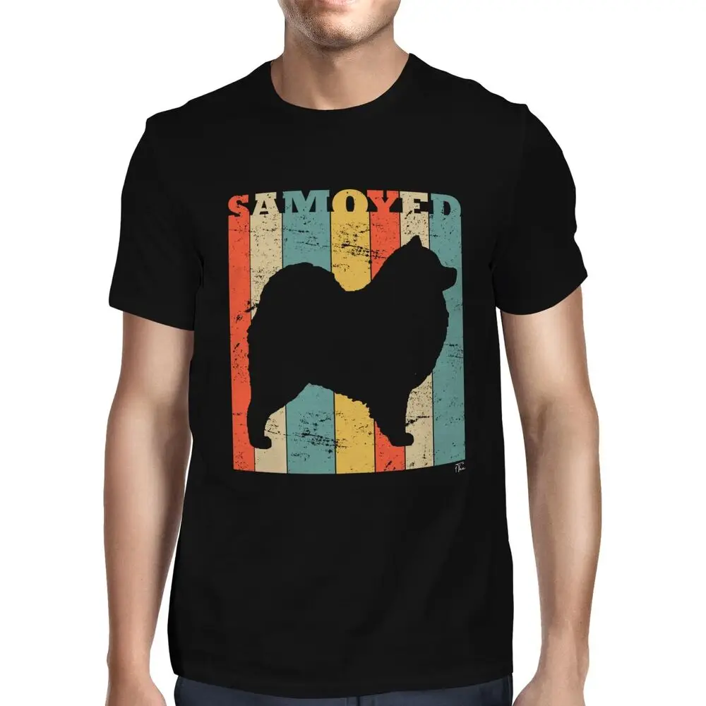 Mens Samoyed Dog Breed - Colourful Retro T-ShirtUnisex Women's Summer Cotton Luxury Brand  Oversized