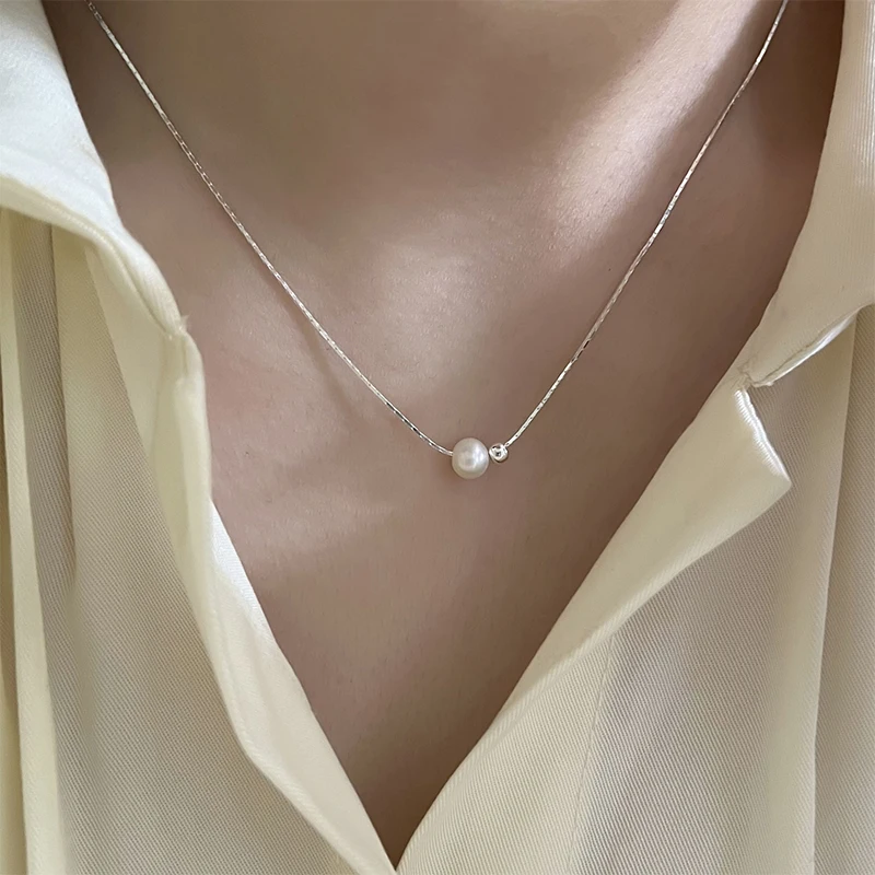 هدية عيد الميلاد 925 فضة رائعة اللؤلؤ قلادة الفرنسية خمر نمط طوق سلسلة مجوهرات فاخرة هدية عيد