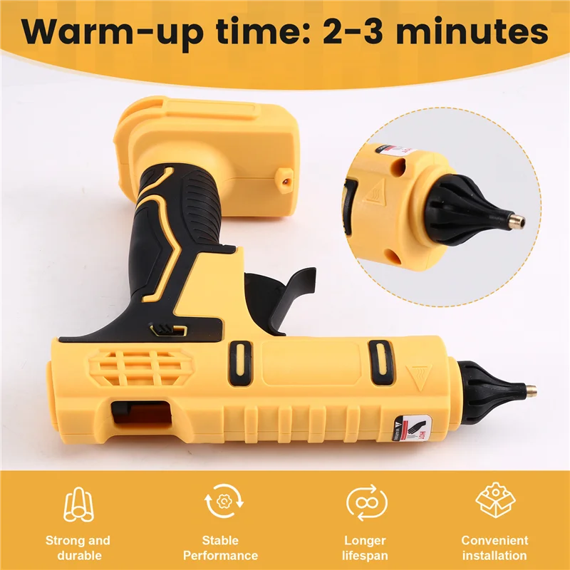 

ABJO-Hot Glue Gun 100W Household DIY Repair Tool Rechargeable Electric Heat Temperature Gun For 18V 20V Battery