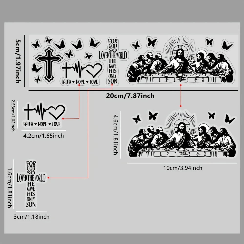 Faith Hope Love Christian Vinyl Stickers, Cross Last Supper Butterfly Bible Verse Decals Waterproof For Car Mirror Window