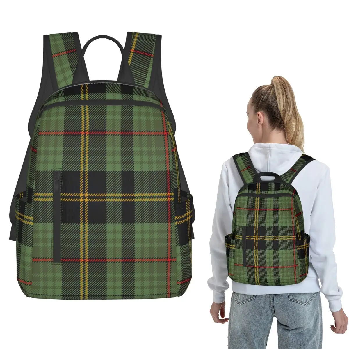 Classic Scottish Clan Tartan Plaid Backpack Large Capacity Boys Girls BookBag School Bag Shoulder Bags for Men Women