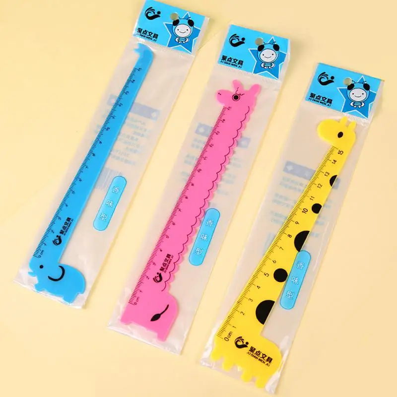 1/5PCS Creative Practical Children\'s Stationery Random Color Shape Cute Animal 15CM Scale Ruler