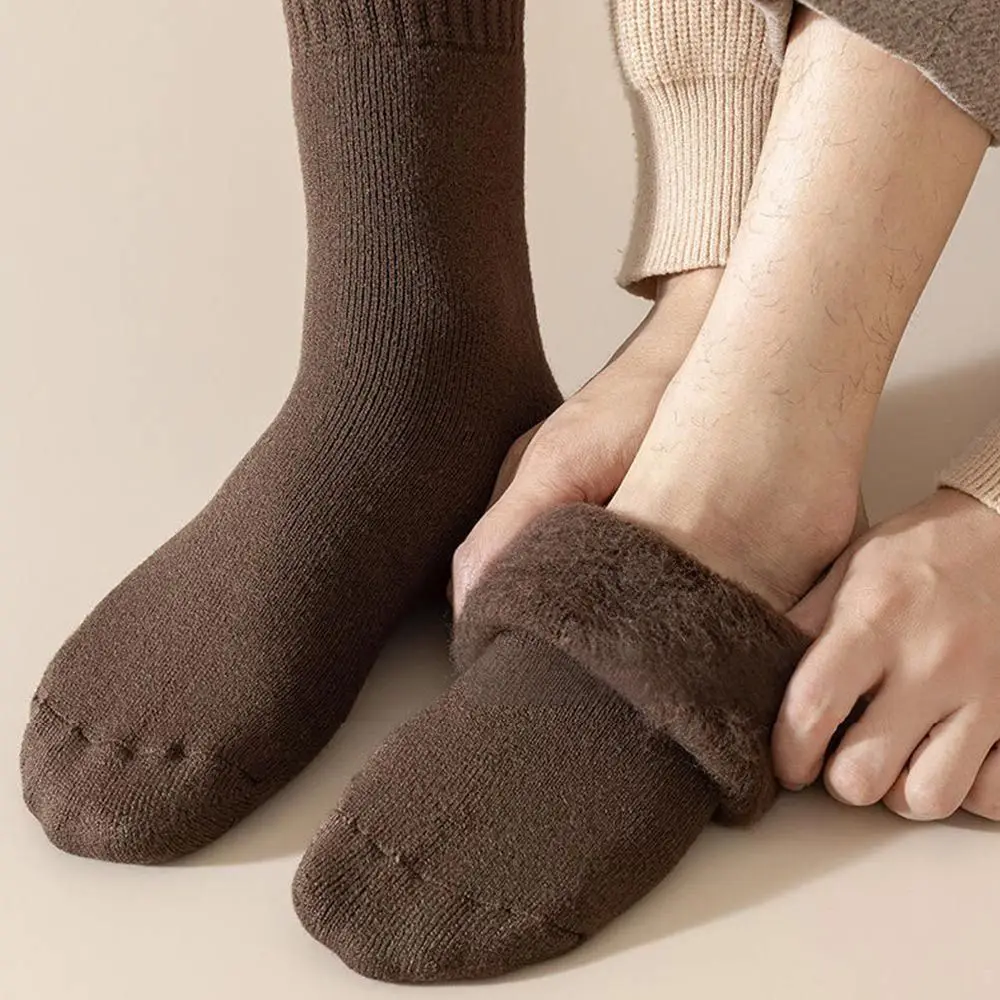 Polyester Cotton Winter Warmer Thicken Sock Medium Tube Sock Seamless Cashmere Snow Socks Thermal Wool Keep Warm Tool For Man