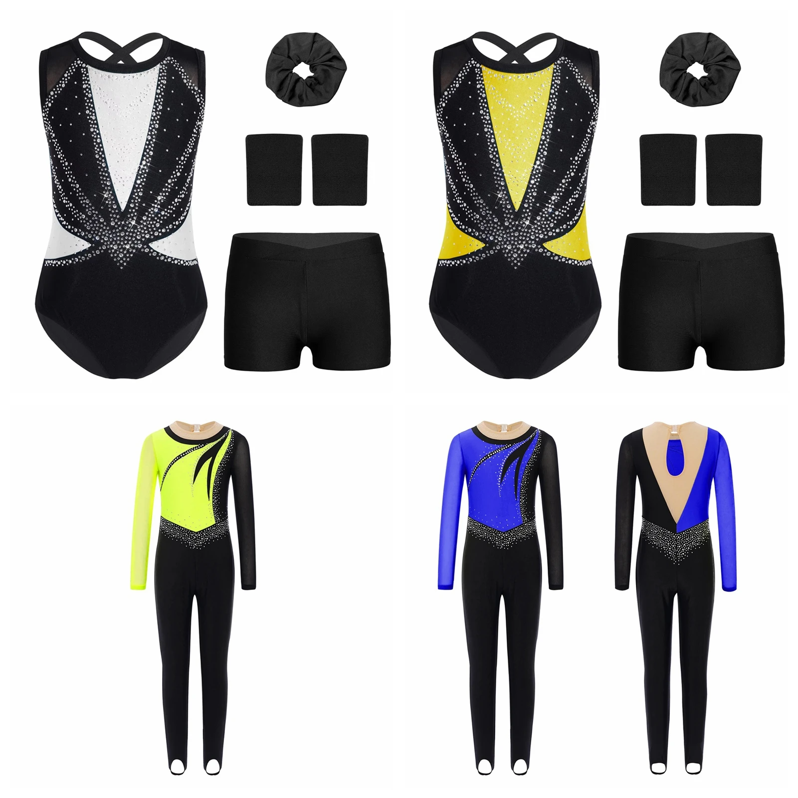 

Childs Gymnastics Leotards for Girls with Shorts Dancewear Kids Figure Skating Costume Sleeveless Ballet Gymnastics Dance Outfit