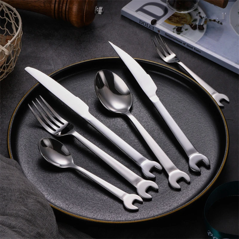 Creative Western Dinnerware Set Stainless Steel Steak Knife Fork Spoon Teaspoon Cutlery Flatware Set Tableware Kitchen Utensils