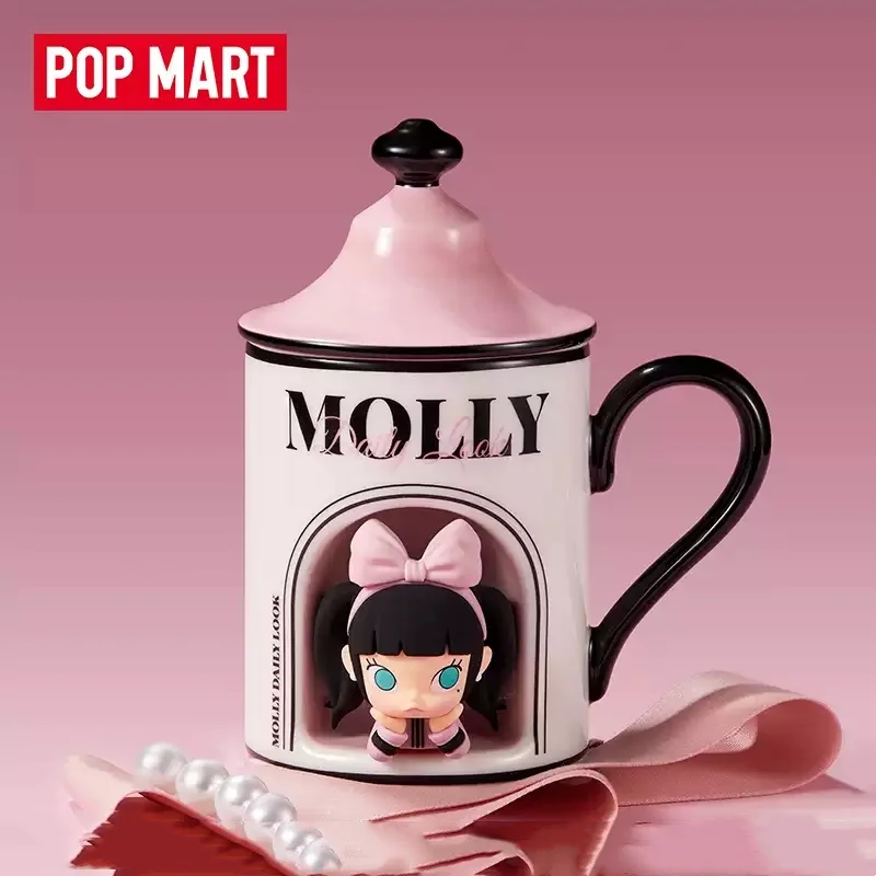 POPMART MOLLY Daily Look Series Ceramic Cup Set Home Cute Water Cup Kawaii Home Decoration For Girls Birthday Gift