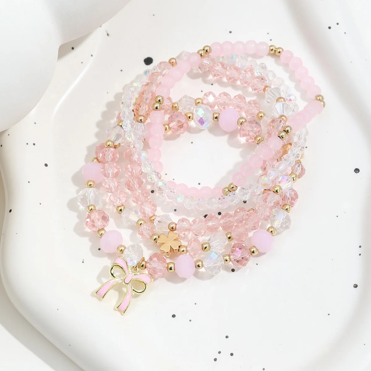 5 قطع الأزياء الخرز الصليب القوس أساور مجموعة للنساء لطيف سحر أساور مجوهرات هدايا #6