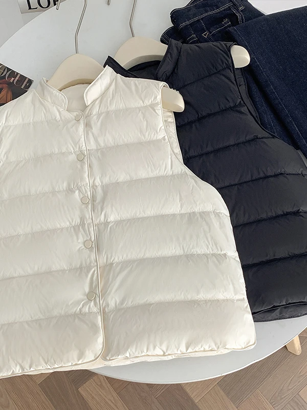 

Women's Lightweight down Cotton Vest 2025 New Autumn Winter Stand Collar Versatile Inner Liner Chinese Sle High End Vest Ou...