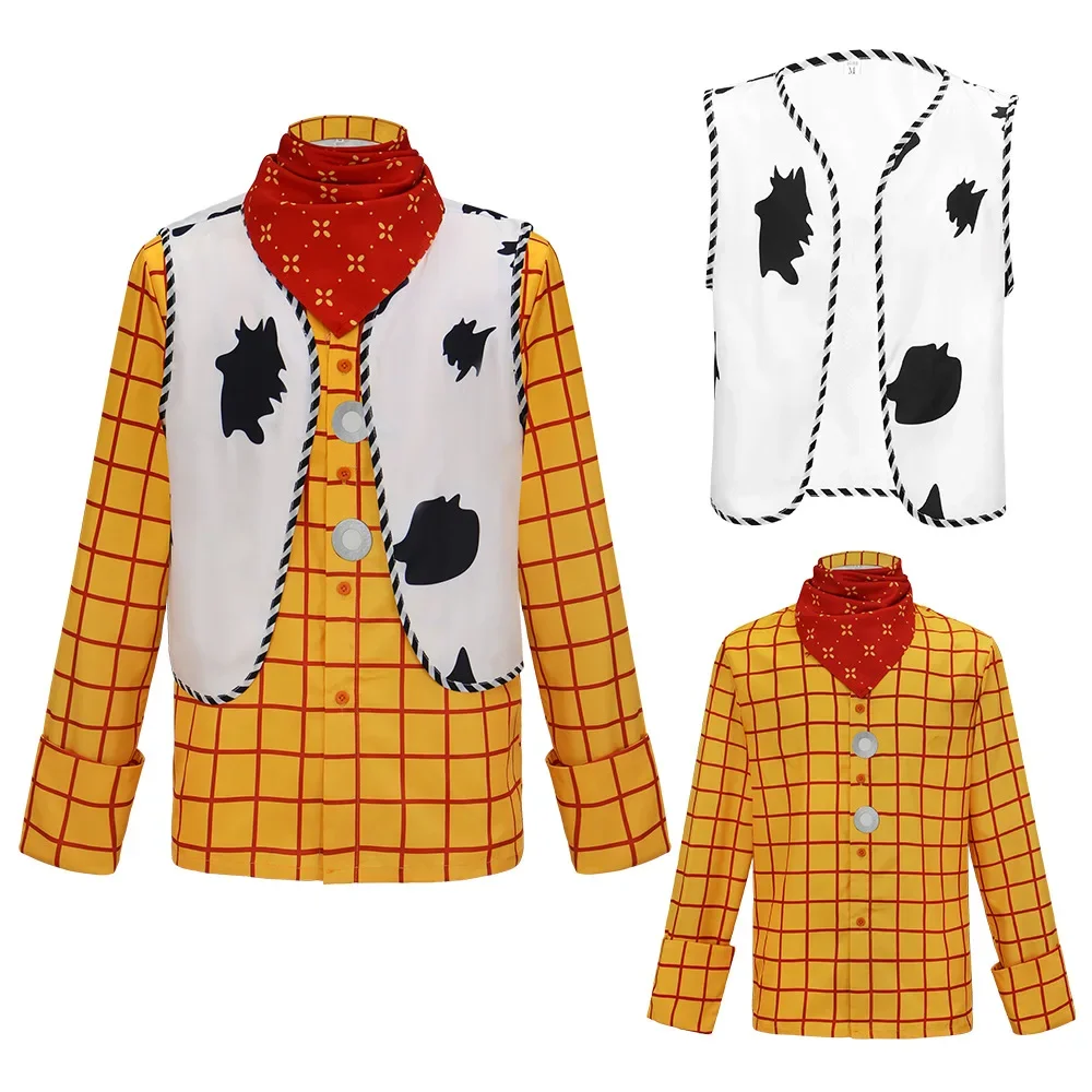 

Movie Story Woody Cosplay Costume Story Halloween Woody Tracy cosplay Shirt Vest Bandana Sheriff role-playing costume