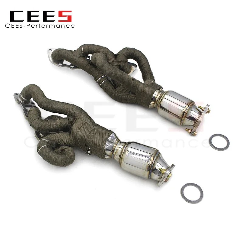 

cees Performance Exhaust Manifold for Lexus ISF/IS F 5.0 2007-2014 SS304 Stainless Steel with Heat Shield Downpipe with Catalyst