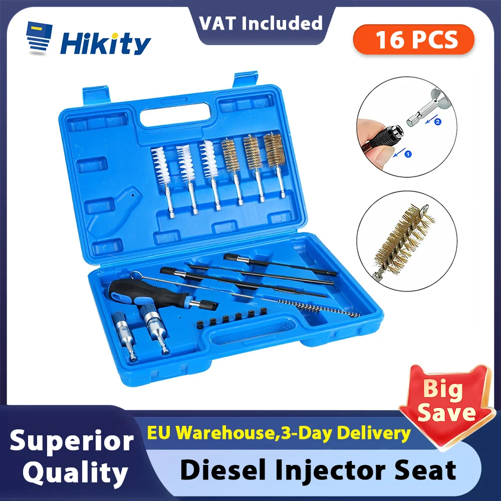 Hikity Universal 19pcs Diesel Fuel Injector Seat Cleaner Set and Port Auto Repair Tools Car Cleaning Tool for Cleaning Diesel