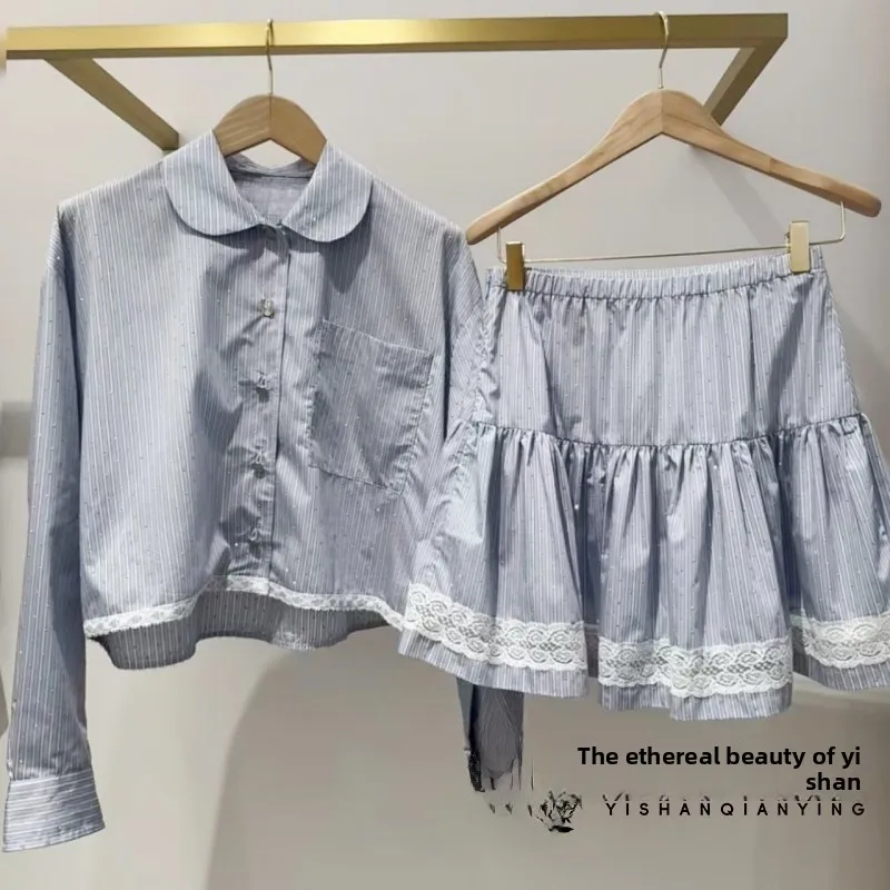 

Роскошный кружевной лоскутный дизайн с бриллиантами в полоску, ранняя осень, новая мода, женские длинные свеки прямого кроя...