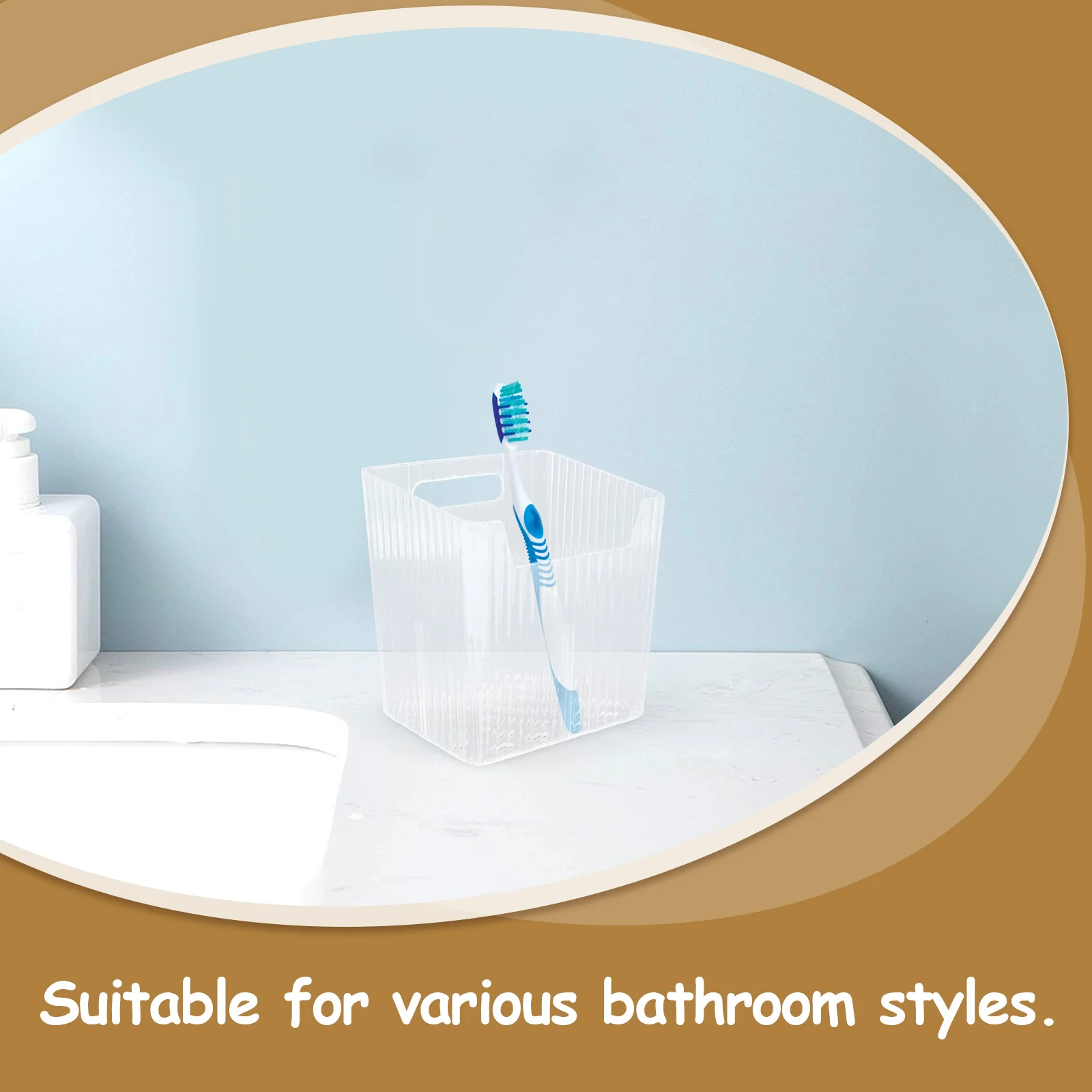 Toothbrush Holder Bathroom Organization Box Sleek Multifunctional Storage for Toothbrush Toothpaste Makeup Brushes Sink