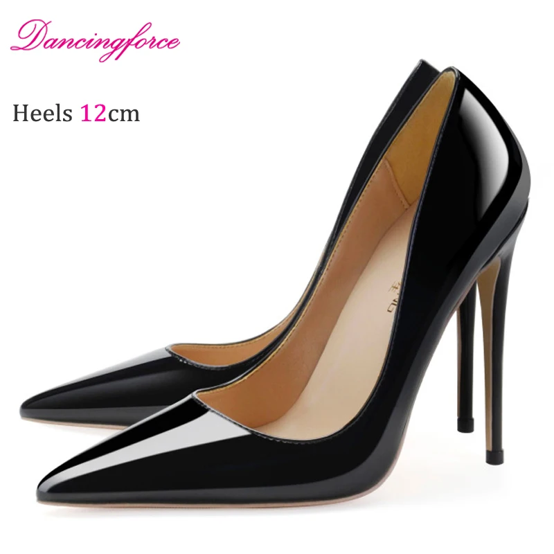 New Fashion Pointed Toe 8cm 10cm 12cm Nude Lacquer Leather Wedding Party Shoes High Heels Simple Style Office Dress Pumps
