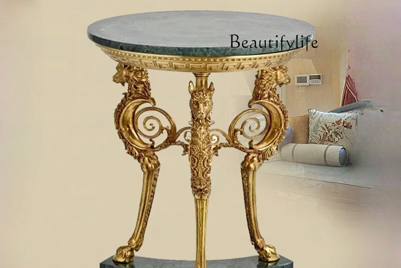 French retro luxury villa living room entrance marble countertop all copper dragon horse edge few corners