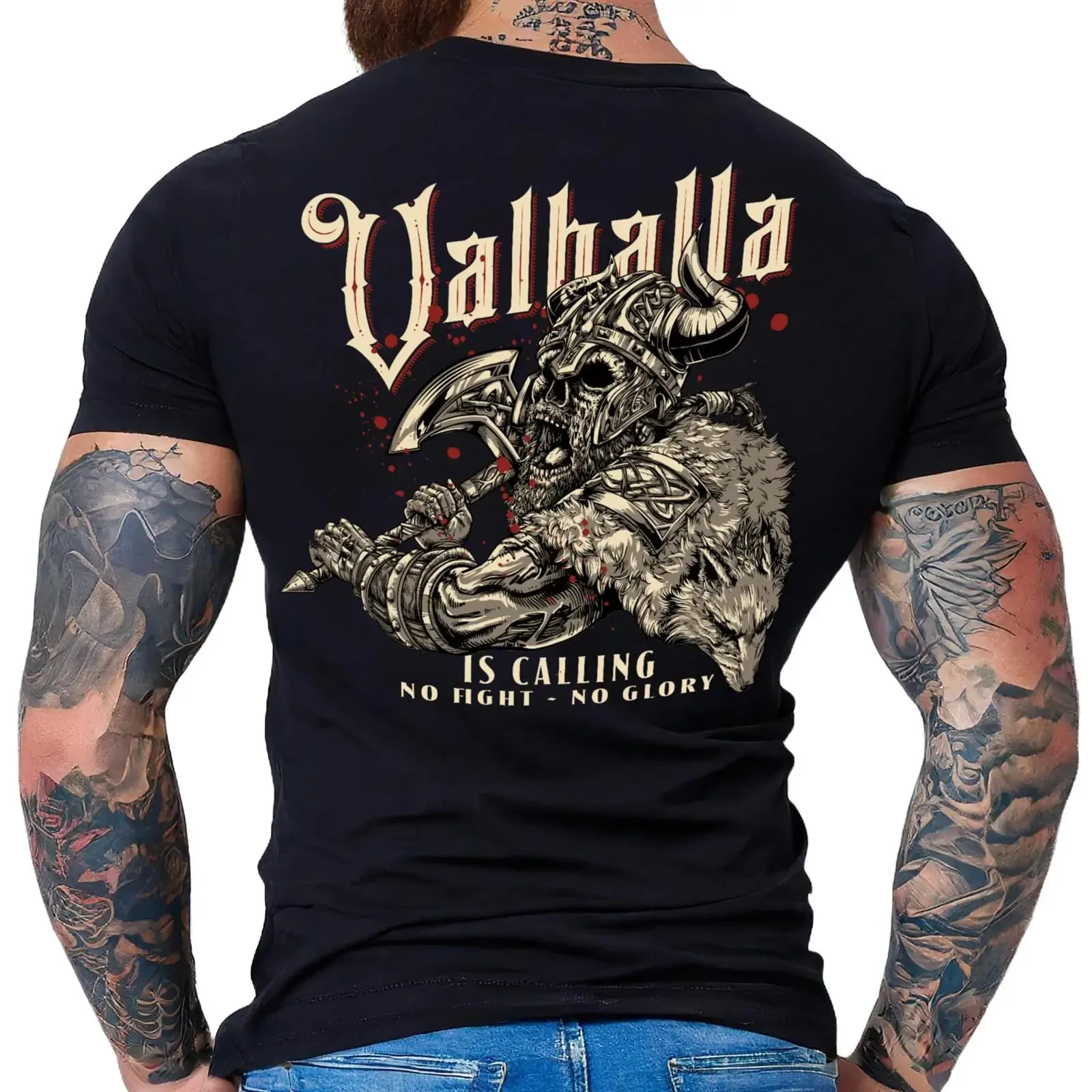 HerrenT T Shirt für Wikinger Nordmann Keltic Fans Walhalla is Calling vintage Washed Slightly Breathable streetwear Unisex