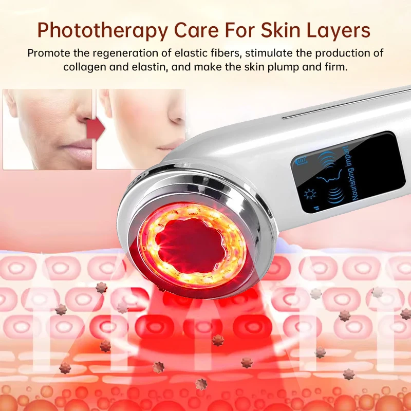 ยกกระชับใบหน้าโฟตอนฟื้นฟูอุปกรณ์ความงาม EMS ไมโครกระแสอุณหภูมิคงที่ความร้อนอุปกรณ์ทำความสะอาดรูขุมขน
