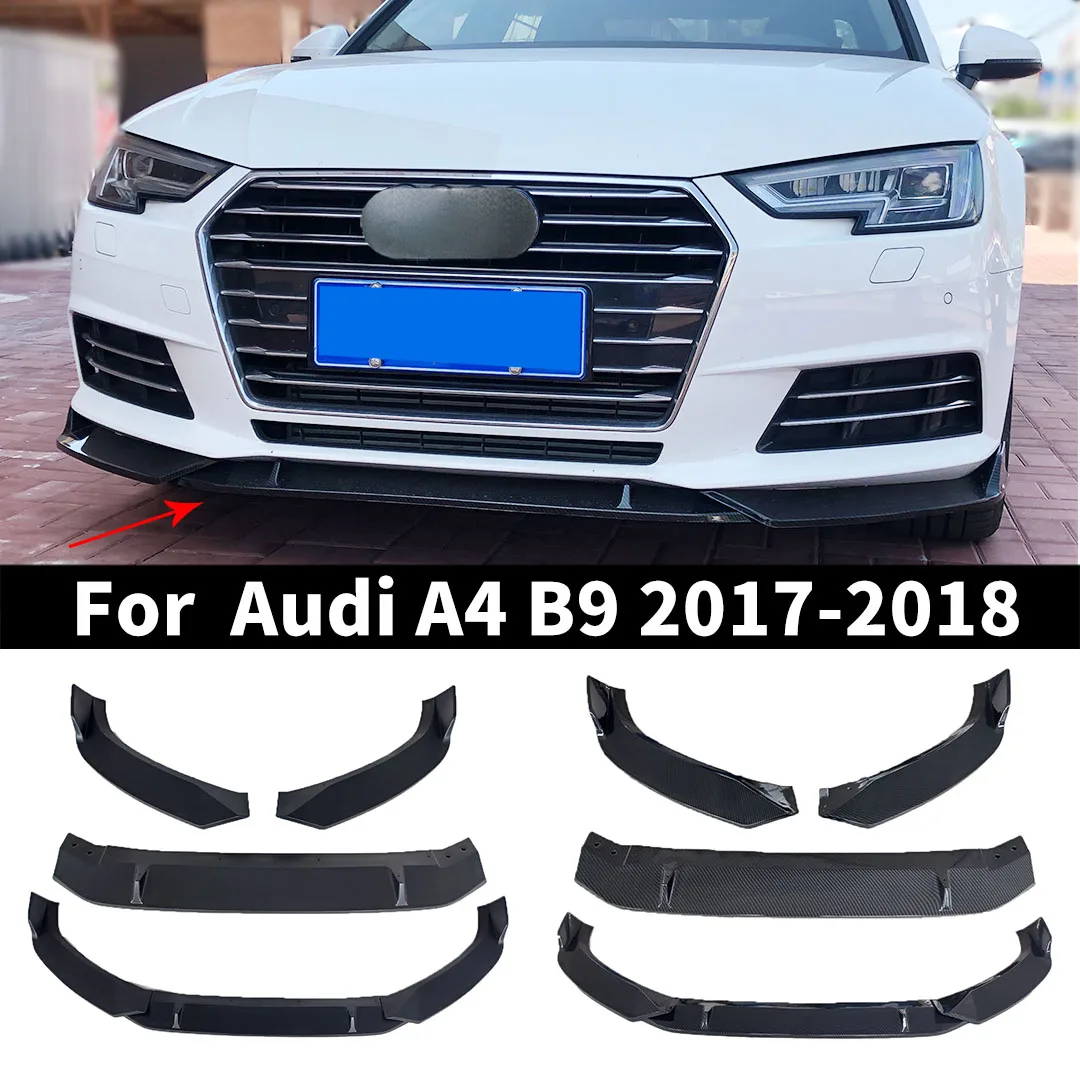 

3Pcs Front Bumper Lip Splitter Chin Modification Protector For Audi A4 B9 2017-2018 Guard Spoiler Trim Refit Tuning Accessories