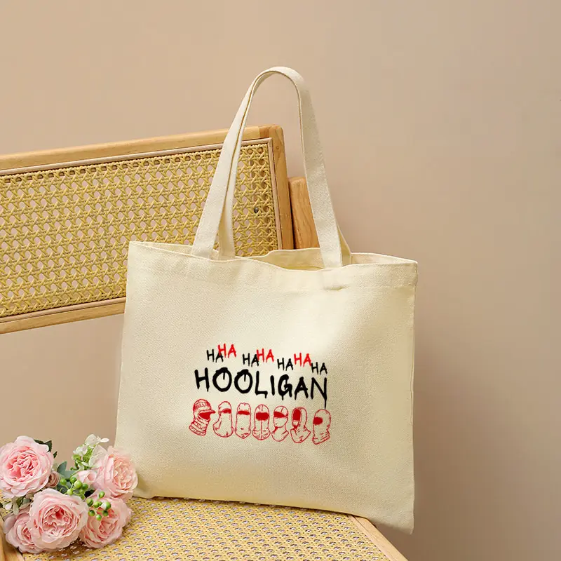Haha Album Arirang 2.0 World Tour 2026 Canvas Tote Bag Aesthetic Shoulder Bag Reusable Grocery Shopping Bags Women Kpop Fan Gift