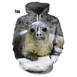 Cute Fur Seal Graphic felpa con cappuccio uomo abbigliamento 3D Ursine Seal Printing felpe con cappuccio Funny Kids top donna Harajuku Fashion pullover felpa con cappuccio