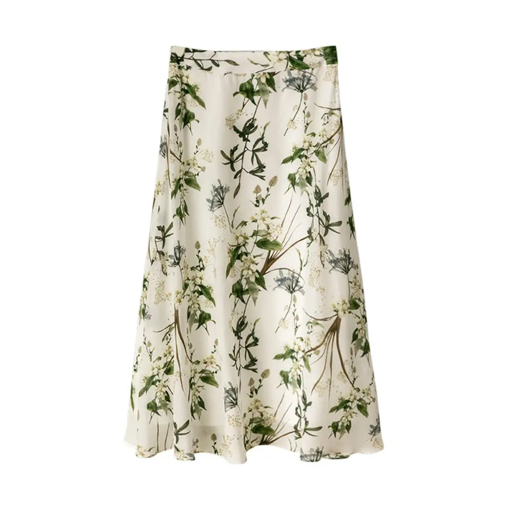 

Elegant Floral Skirt for Women High-End French Retro Style Loose Fit Gentle Intellectual Temperament Spring Summer New Arrival