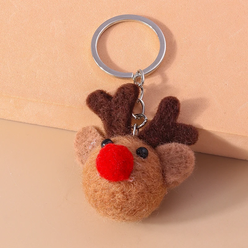 Lovely Hand Knitted Elk Keychain Crocheted Dog Animal Key Rings for Women Girls Handbag Pendants Handmade Jewelry Gifts