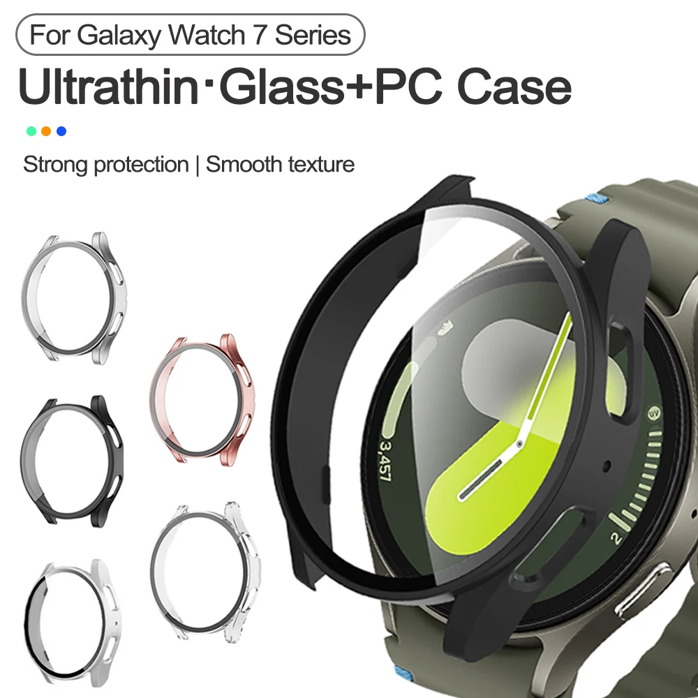 Glass+Case for Samsung Galaxy watch 7 44mm 40mm Accessories Screen protector all-around bumper Shell Galaxy watch 7 44 mm cover