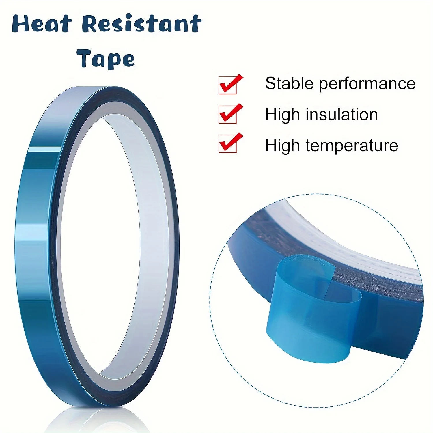 2/5/10Rolls 10mm X33m (108ft) Blue Heat Tape High Temperature Heat Resistant Tape For Heat Sublimation Press Vinyl