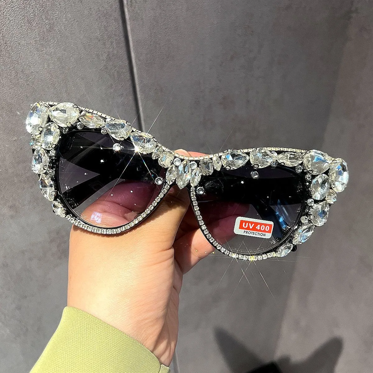 2025 Oversize Cat Eye Sunglasses Women Brand Designer Luxury Retro Crystal Sexy Sun Glasses For Ladies Oculos De Sol Feminino